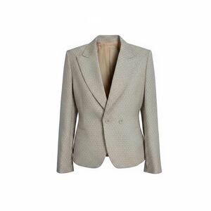 Tahari Arthur S. Levine Jacquard Diamond Double Breasted Blazer Beige Size 8
